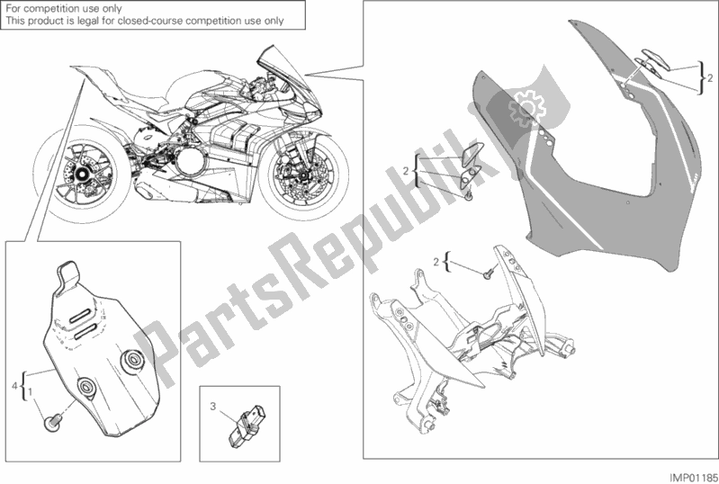 Todas as partes de Acessórios do Ducati Superbike Panigale V4 R USA 998 2019